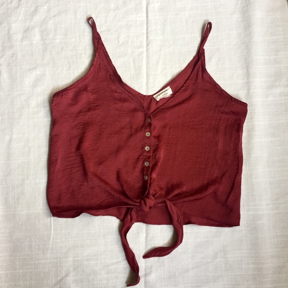 V neck button down tie front cropped tank - Picture 3 of 6